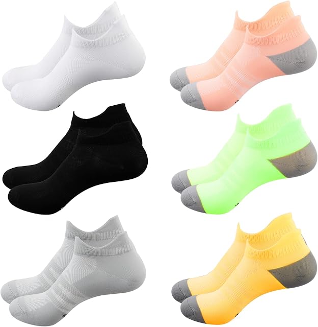 6 Pairs Womens Trainer Socks, Breathable Cushion Running Socks Casual Low Cut Ankle Socks for Home Outdoor Sports