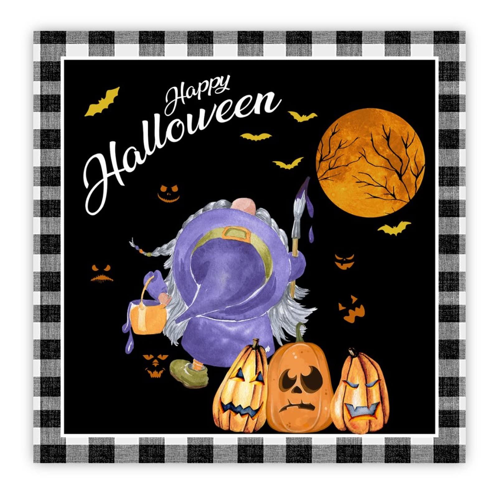 Plaque en bois Happy Halloween minimaliste de 40 cm pour salon et maison