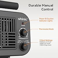 Vista 2 de Shinic Calentadores de garaje para uso en interiores, calentador de espacio portátil de metal con termostato, calentador de invernadero, cabezal