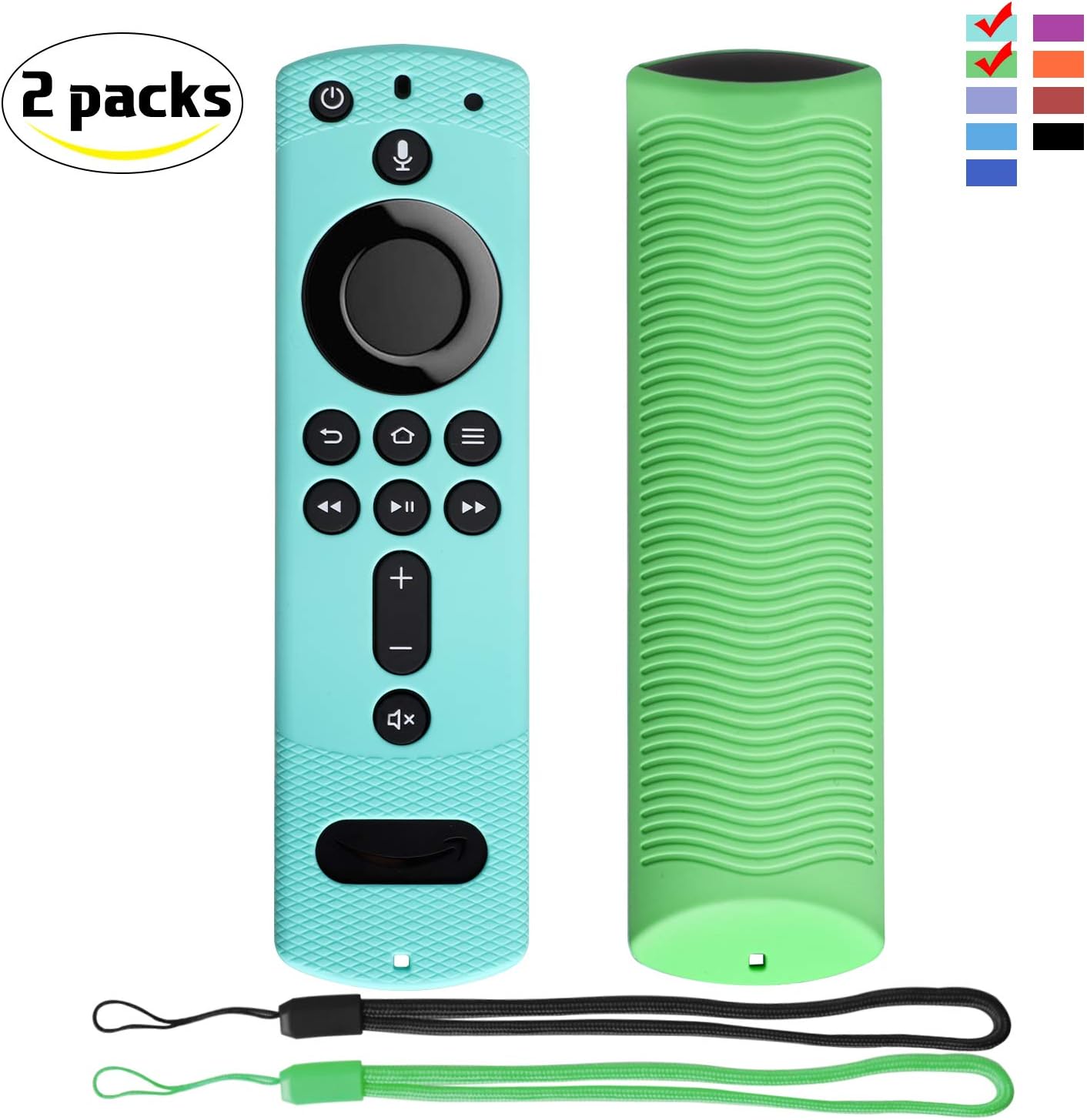 Remote Cover for Fire TV Stick 4K QCUTE Shockproof Silicone Remote Case Shockproof for Fire TV Cube/Fire TV (3rd Gen) Compatible with All-New 2nd Gen Alexa Voice Remote Control with Lanyard