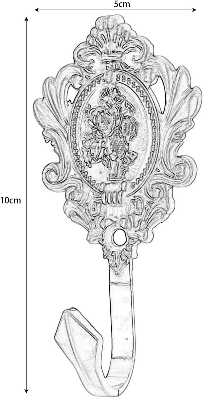 2Pcs Wall Hooks Red Copper Rose Pattern Carved Vintage Drapery Clothes Key Hook Bathroom Bedroom Multi-Function Decorative Hook with Screws - Image 4