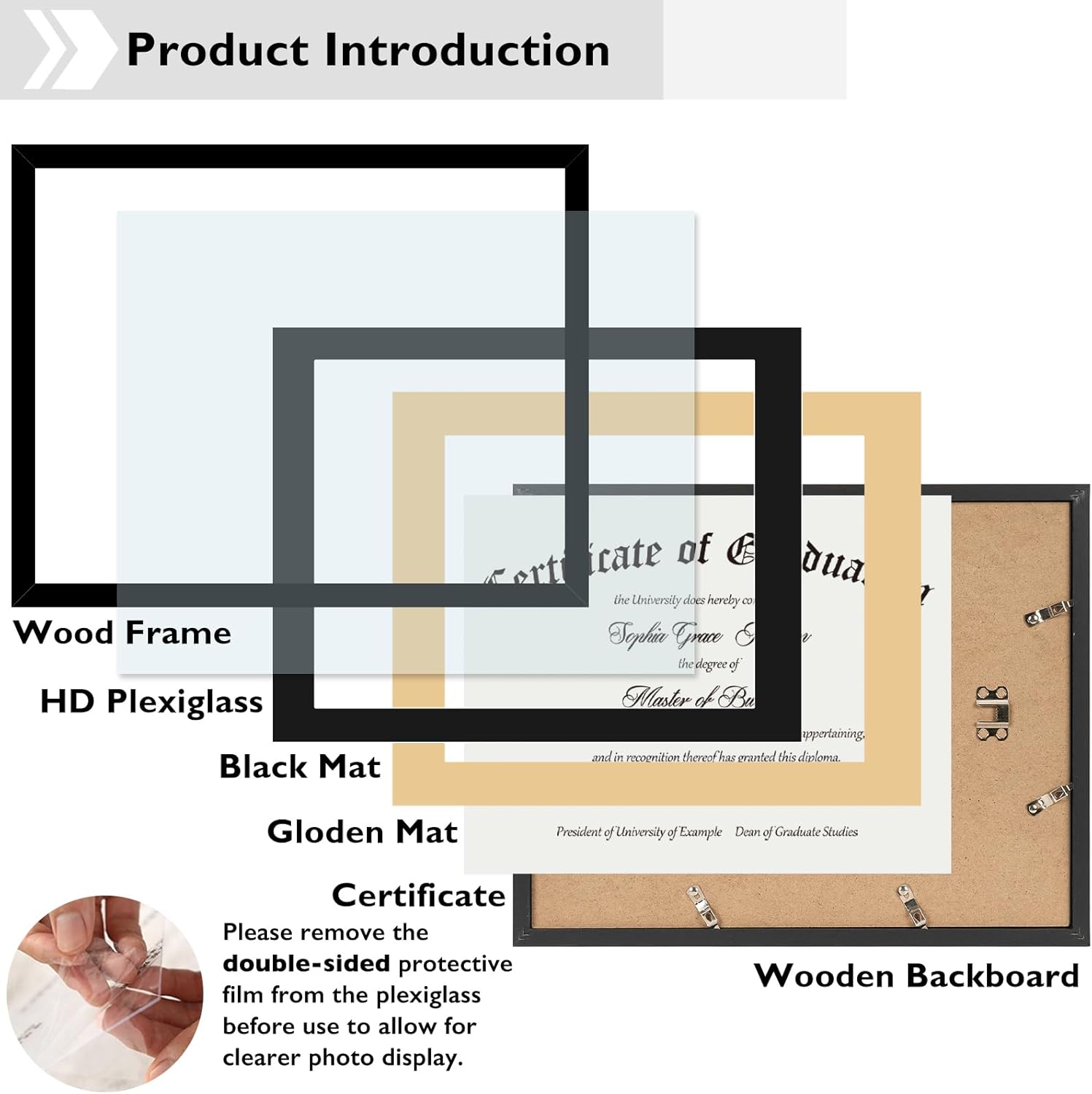 JCJMY 8.5x11 Certificate Frame Set of 4, Classic Black and Gold Frame, Display Diploma 8.5x11 with Mat or 11x14 without Mat, Fit Document Picture Photo, Double Mat, 4 Pack