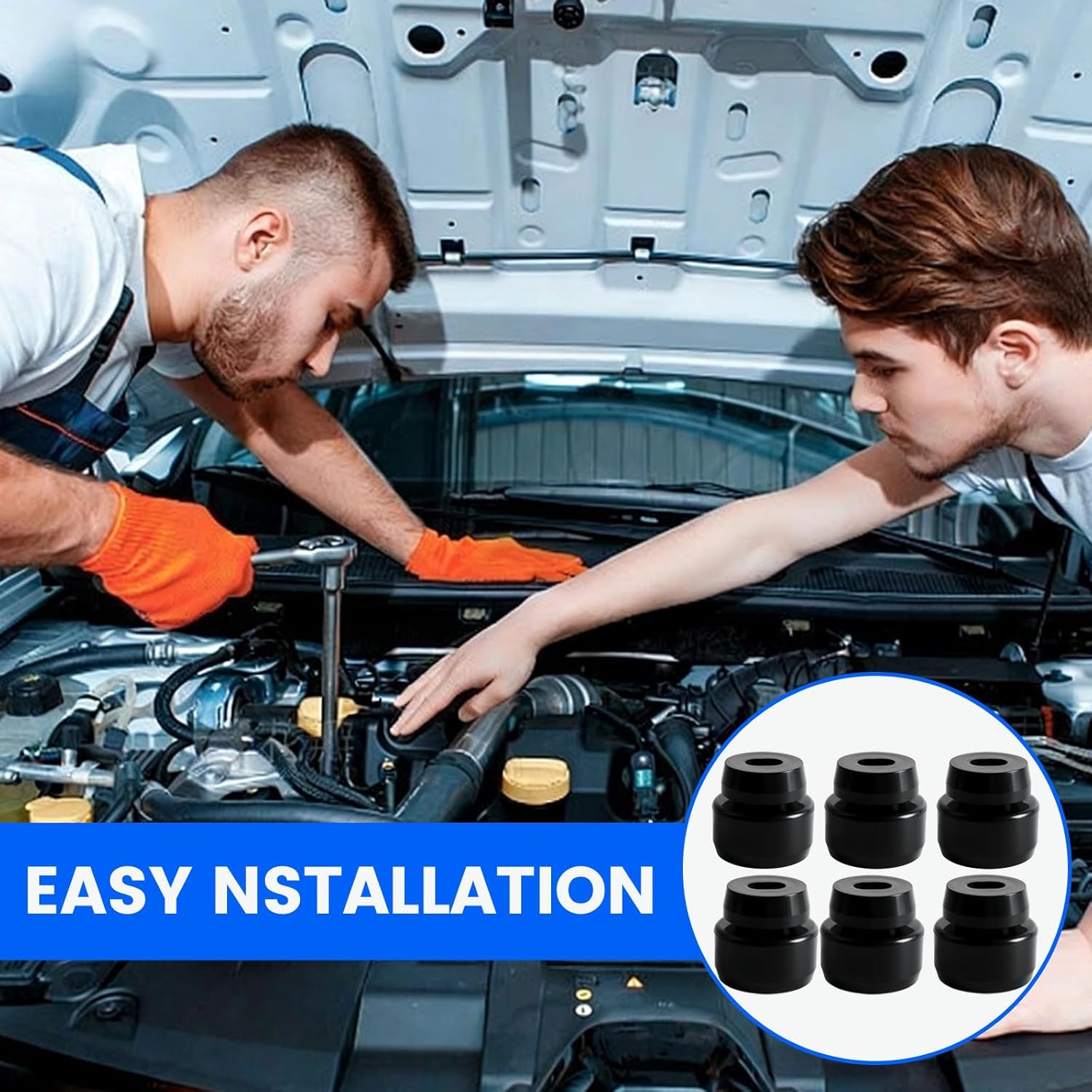 7-141 Body Mount Bushing Compatible with 1999-2005 Chevy Silverado 1500 2500,GMC Sierra 1500 2500 Polyurethane Cab Mounts Kit with Bolts(Black)