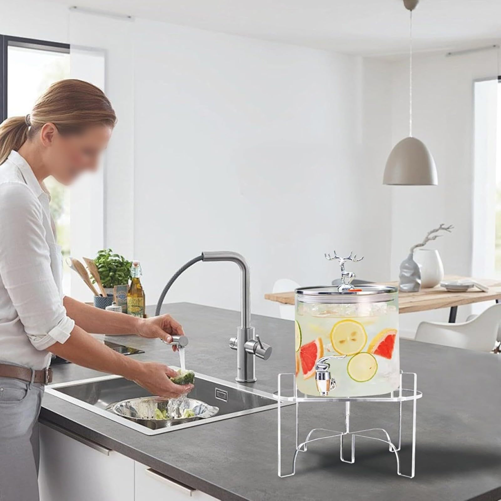 Transparenter Acryl Getränkespender Ständer für Saftbehälter Wasserspender Gebäckständer Dekorativer Displayständer für Küche Party(Large)