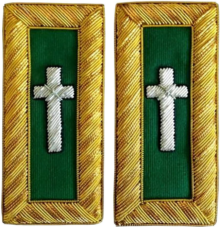 BRICKS MASONS Eminent Commander Knights Templar Frock Coat Shoulder Board - Bullion Embroidery