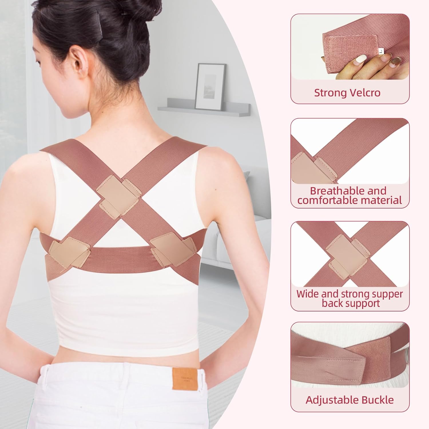 Posture Corrector for Women,Invisible Upper Back Brace for Improved Posture Pain Relief, Comfortable Hunchback Back Straightener Support for Slouching and Shoulder Pain (Small)