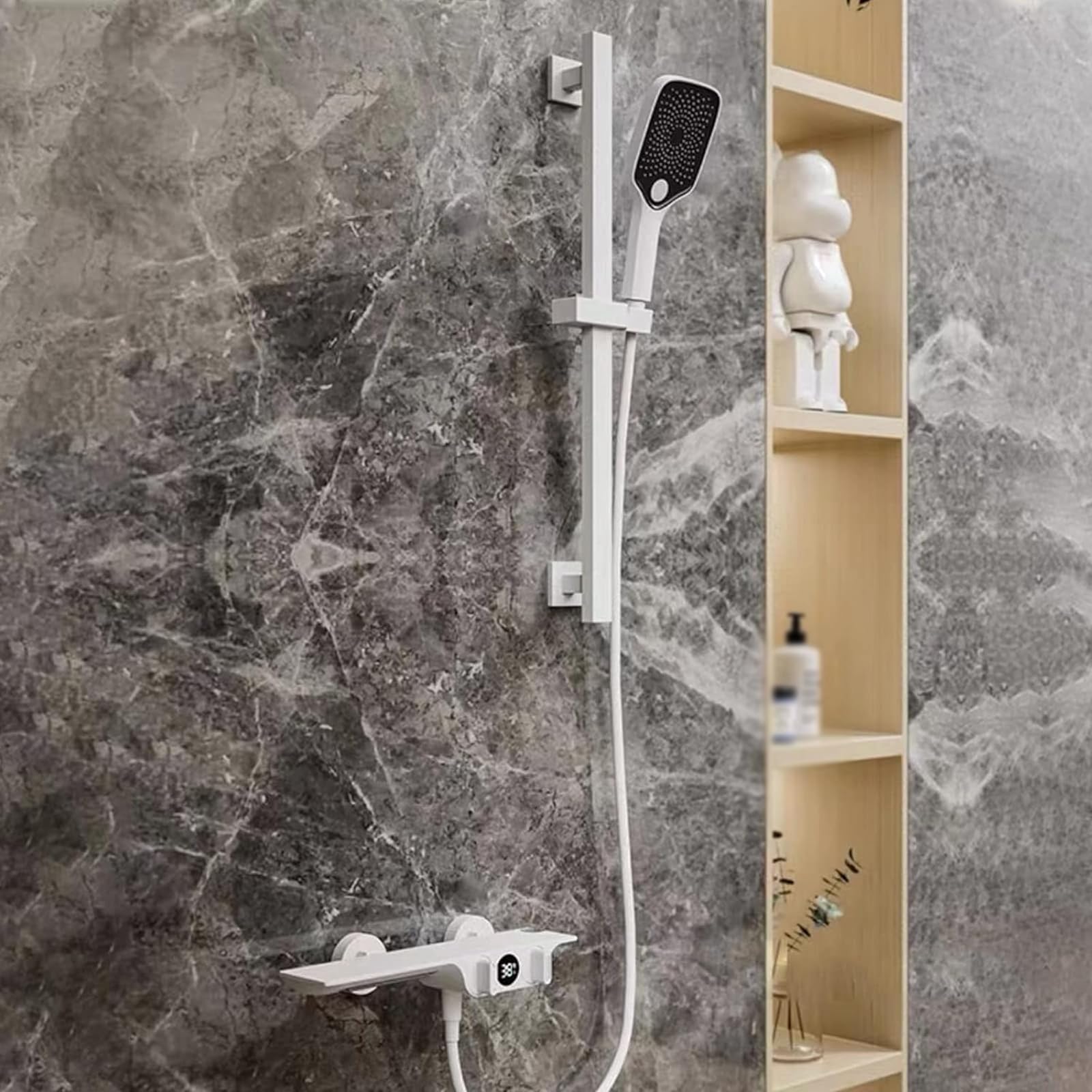 Robinet de baignoire cascade mural en laiton avec affichage de température