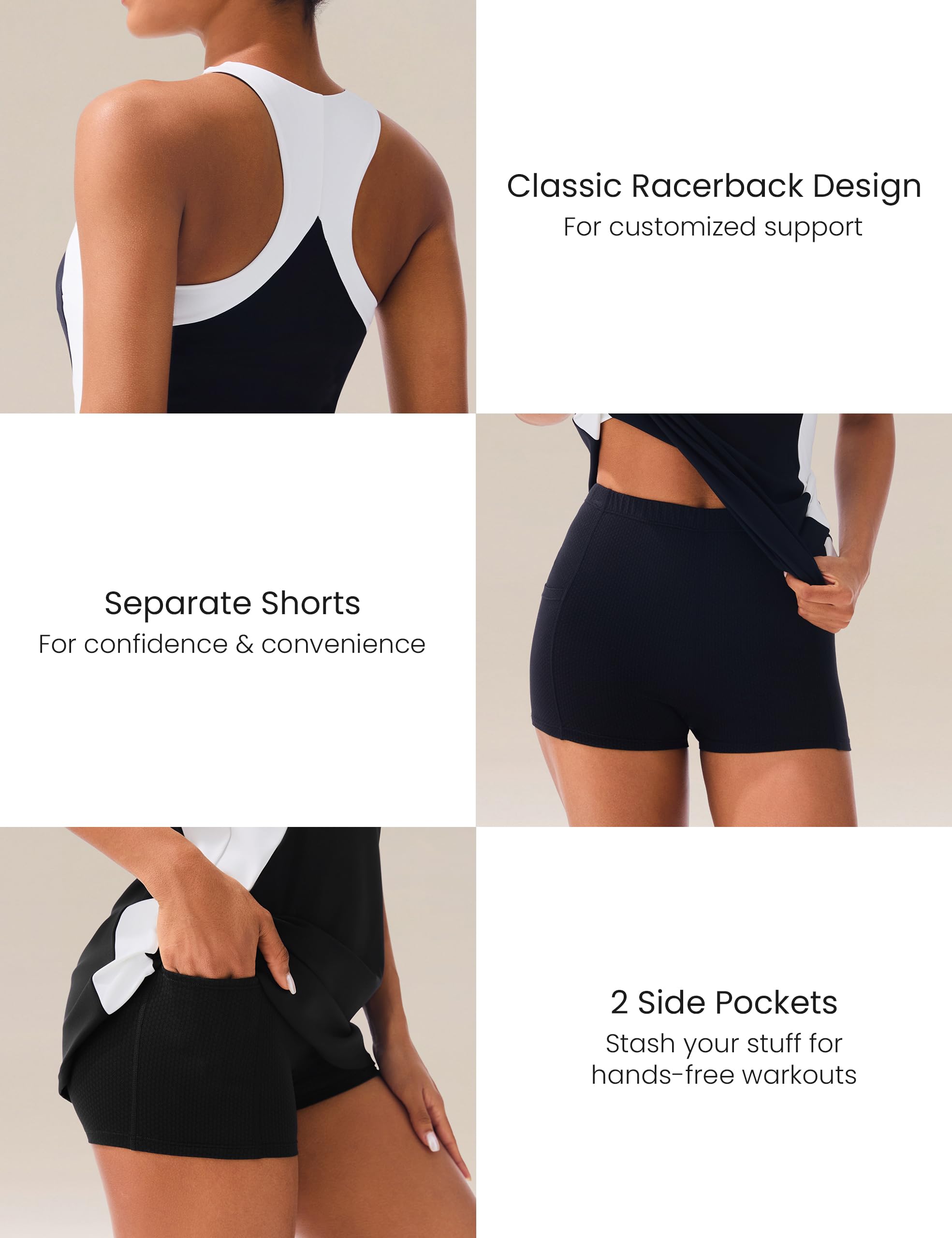 JOYSPELS Sportliches Tennis-Golfkleid für Damen, mit integriertem BH und separaten Shorts, Frühlings- und Sommerkleider