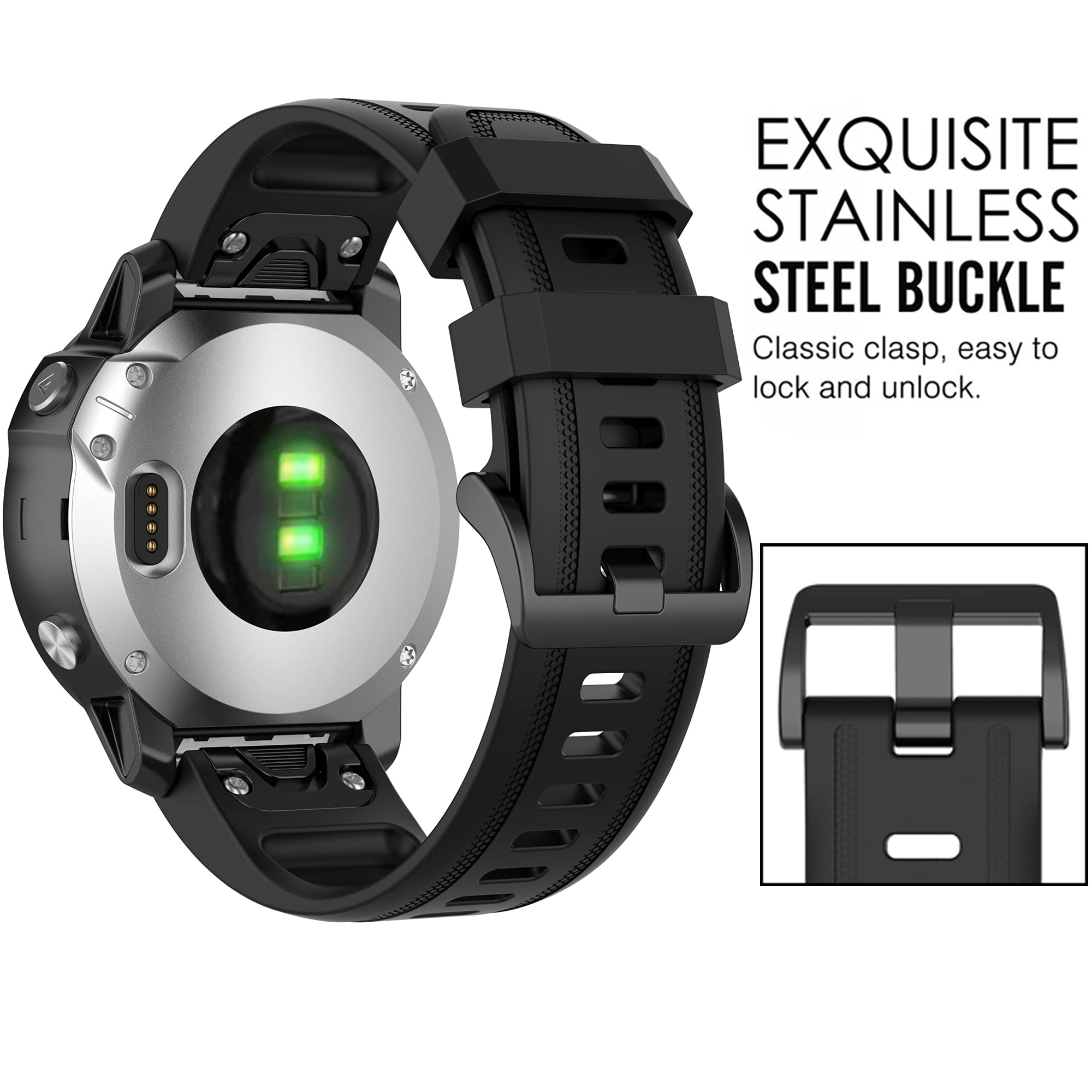 Bracelet pour Garmin Fenix 7S/6S/5S, bracelet de rechange en silicone souple pour montre intelligente Garmin Fenix 7S Pro/6S Pro/5S Plus/D2 Delta S