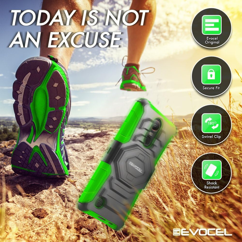 Evocel New Generation Series Phone Case Compatible with K20 Plus, K7 2017, V5 with Belt Clip Holster and Kickstand, Green