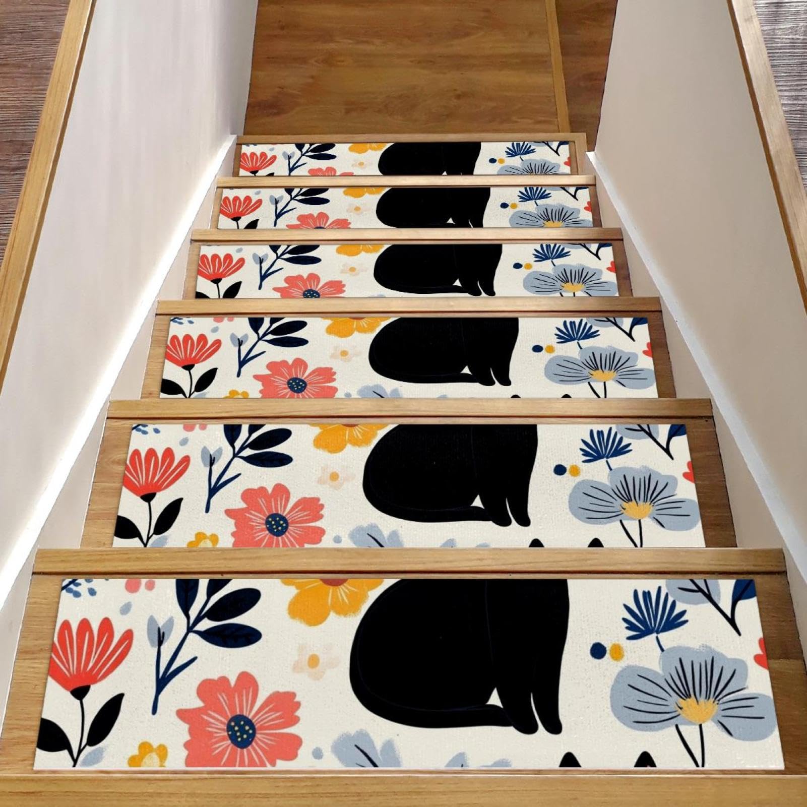Tapis d'escalier antidérapants pour escaliers en bois protégeant enfants et chiens