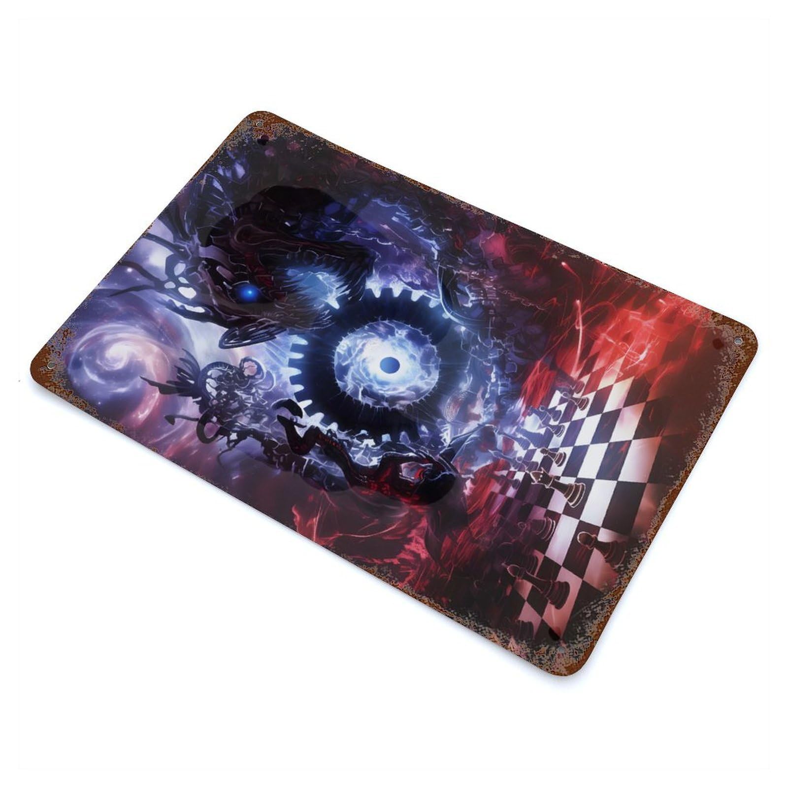 Chessboard of Fate Rustic Tin Plaque 11.8"x7.9", Novelty Wall Decor for Garage, Pub Or Kitchen