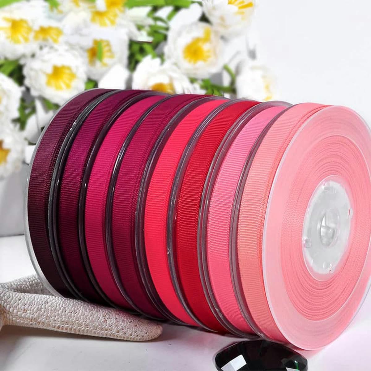 Cinta de grogrén para accesorios de vestir hechos a mano, serie roja, 2", 2,5", 3", 3,5", 4", 50, 57, 63, 75, 89, 100 yardas/lote, rubí 264-50 mm