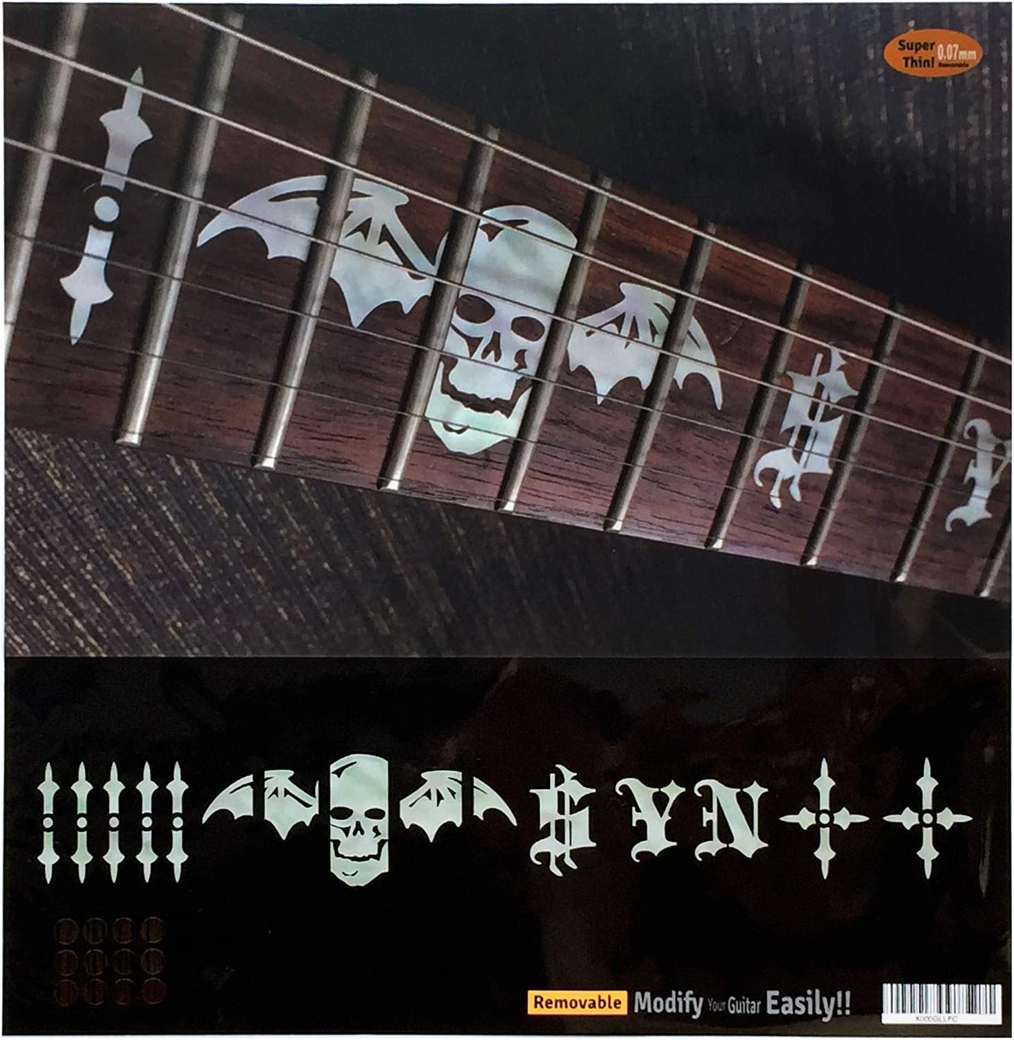 Inlay Sticker F-313SYN Fret Markers for Guitars - Synyster Gates “SYN” and Death Bats