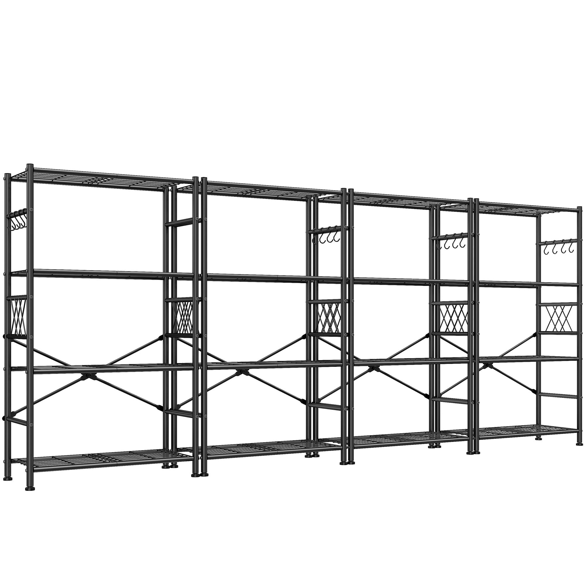 Wire Shelving Storage Rack with Hooks,Metal Shelving Units Shelf Organizer,Wobble-Free Garage Shelving with Adjustable Leveling Feet for Kitchen Pantry Laundry Bathroom Closet Dorm,12"D x 30"W x 60"H