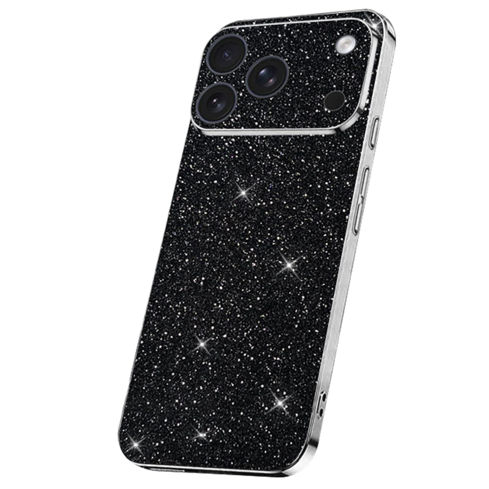TYLYJSU Women Case for iPhone 17 Pro Max/17 Pro/Air/17, Glitter Camera Protection Electroplated Case Luxury Slim Shock Protection Cover,Black,Air