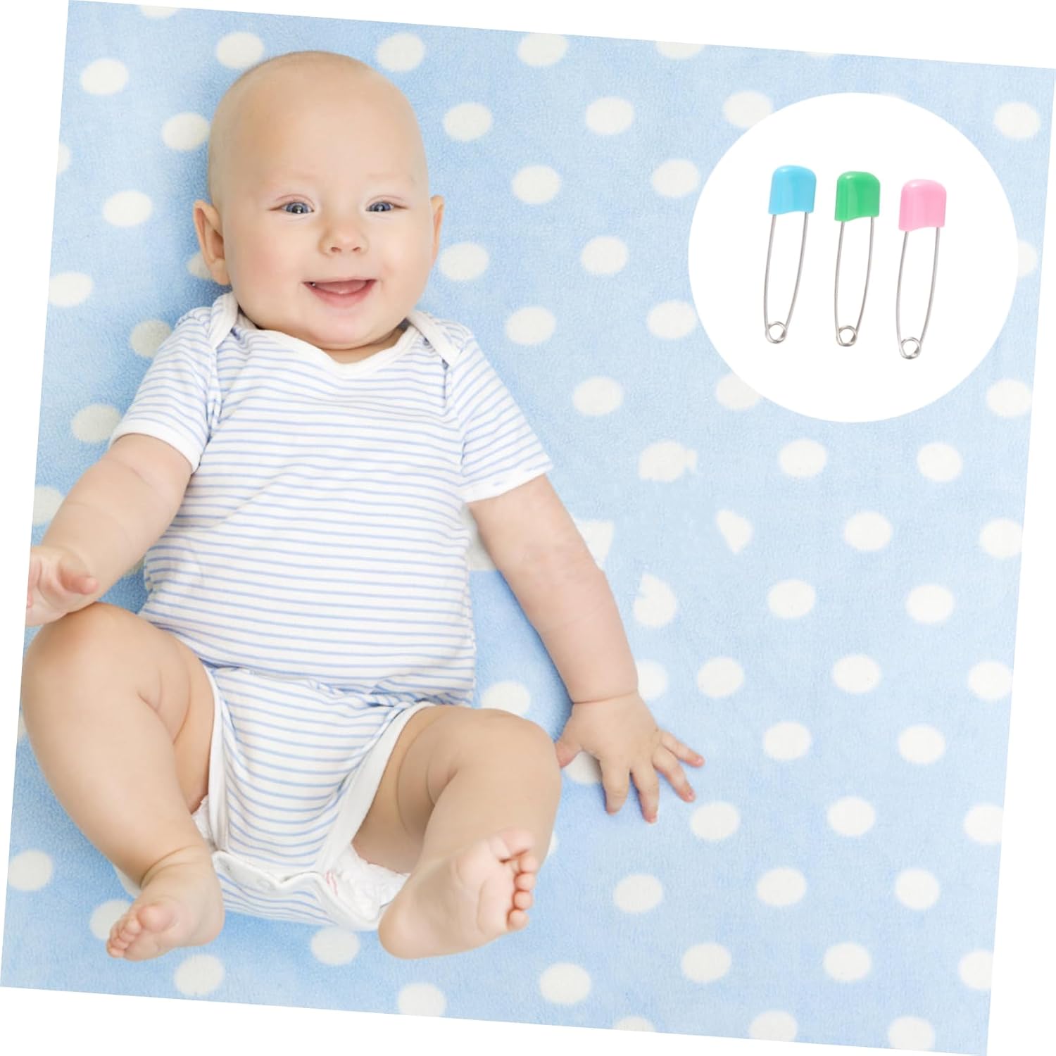 12pcs Stainless Steel Diaper Safety Pins Boy Girl Cloth Diaper Fasteners with Locking Heads s Durable and Rustproof