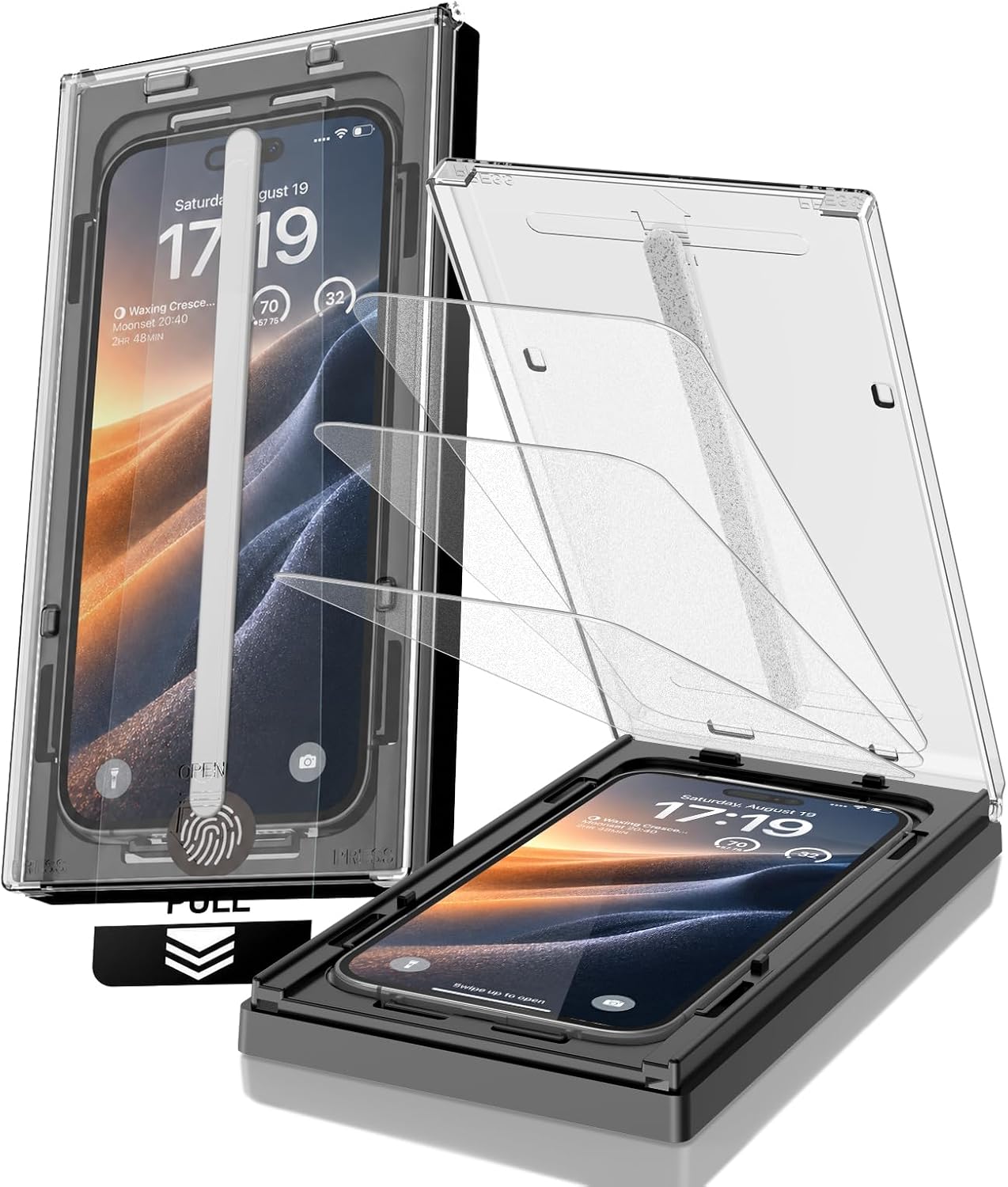 EZ-GLAZ 3-Pack Matte Screen Protector for iPhone 14 Pro Max/15 Plus/16 Plus – Anti-Glare Tempered Glass with Upgraded Strength & Drop Resistance, Clear Outdoor Visibility, Smooth Touch, 9H Scratch Resistant, Bubble-Free Fit Installation Box