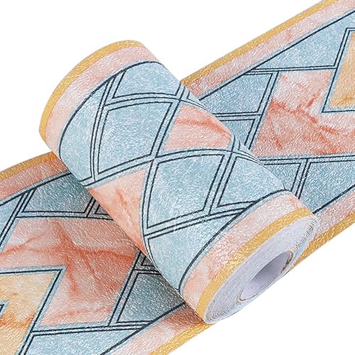 Miniatura 2 de Creation Core - Cenefa autoadhesiva e impermeable para pared con diseño 3D de mosaicos, 4.2 x 196.8 pulgadas, Verde