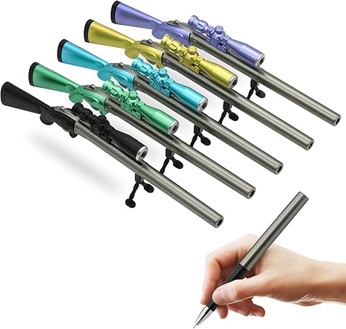 5 bolígrafos de gel con luz LED con forma de pistola de francotirador, novedosos bolígrafos interesantes de pistola de francotirador para niños