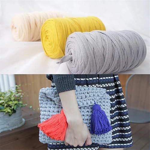 Miniatura 9 de 1 Uds. 8.82 oz 8.1 oz Soild Color Fancy Hilos DIY Bolsa Bolso Alfombra Cojín Algodón Tela Camiseta Hilo Tejer Hilo de Crochet Cesta de Cueva de