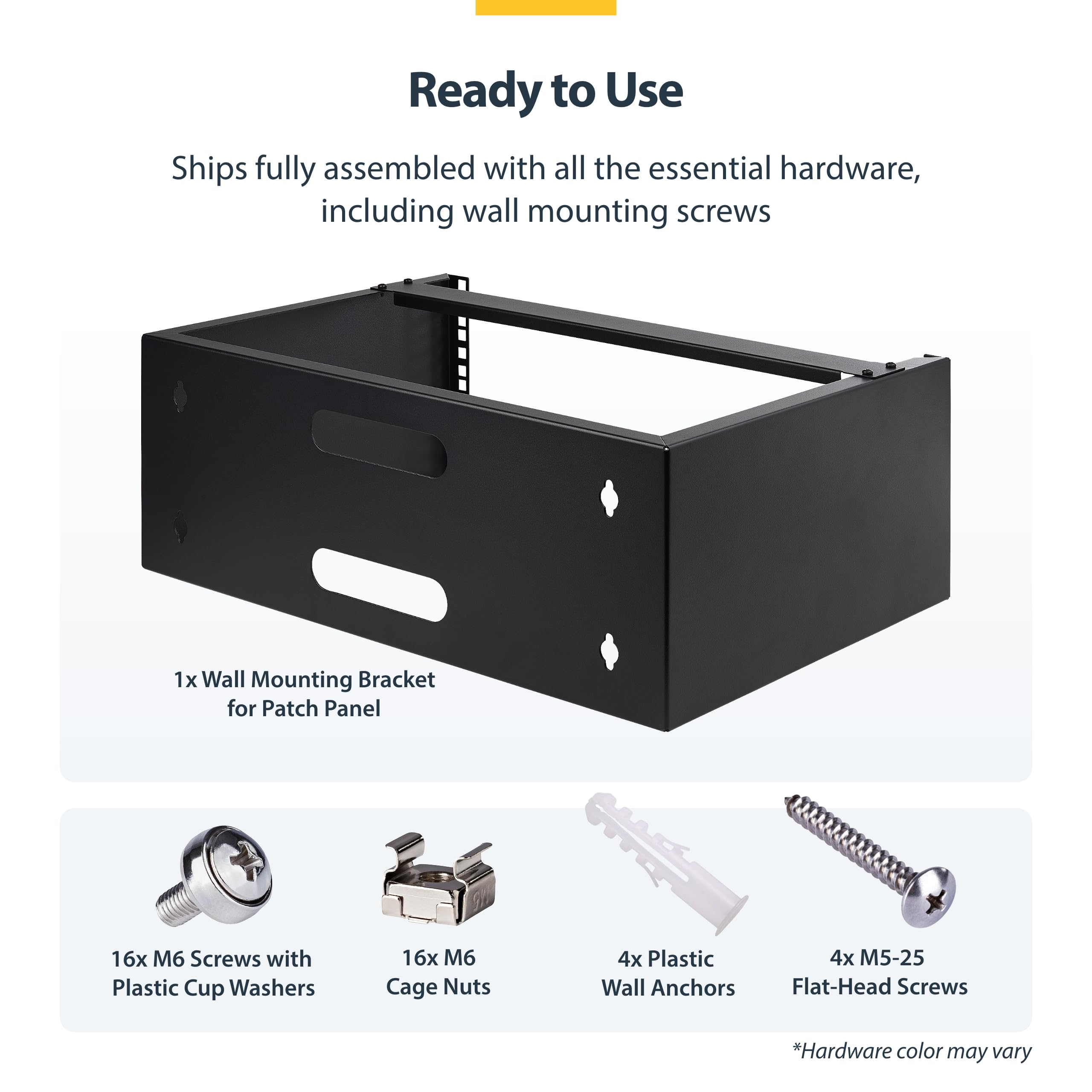 StarTech.com Rack 4U per il montaggio a parete - Rack di rete da 19" - Staffa a muro per pannelli patch, switch di rete, apparecchiature IT - Profondità 35cm - Capacità di 20 kg - Nero (WALLMOUNT4)