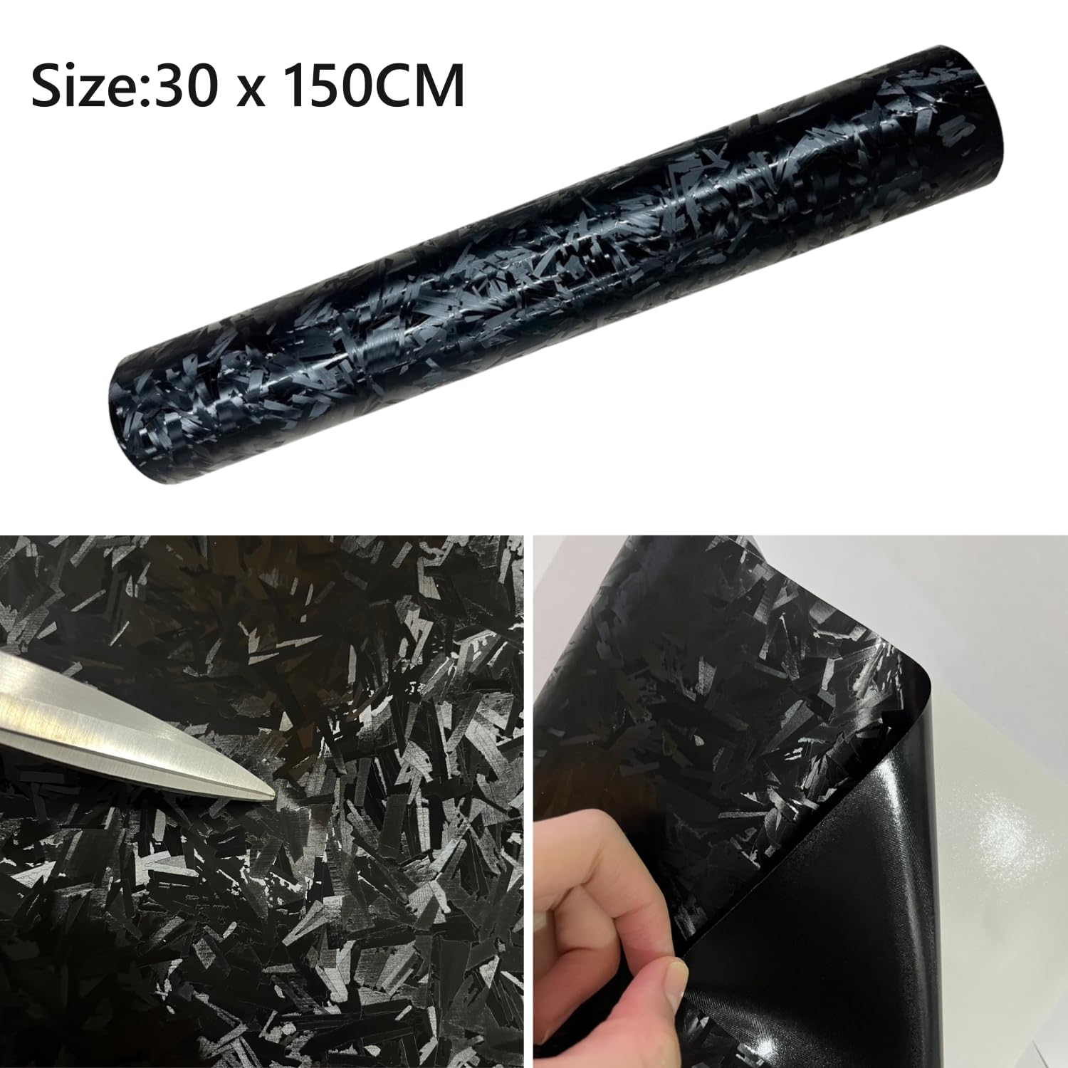 CompraFun Forged Carbon folia samochodowa z winylu, samoprzylepna, bez pęcherzyków powietrza, do dekoracji samochodu, motocykla, roweru, folia ochronna do lakieru (czarna, 30 x 150 cm)