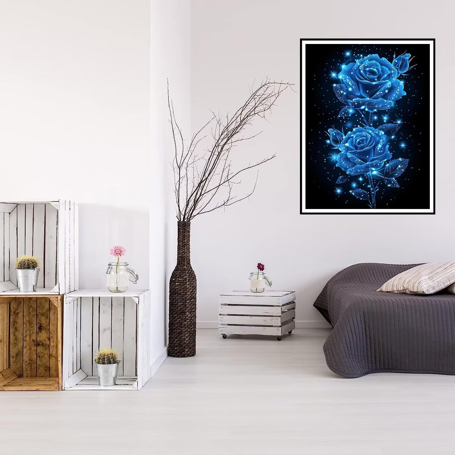 Amazon | ダイヤモンドアート 青 30x45cm ダイヤモンドペインティング