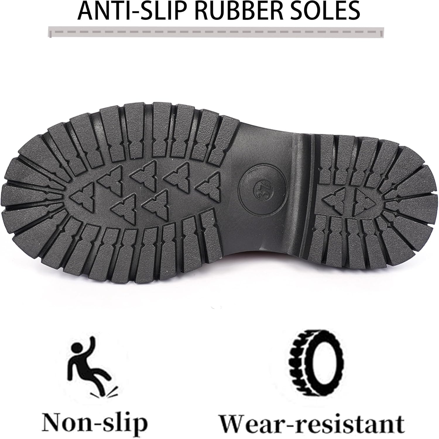 Women's Patent Leather Platform Loafers Fashion Chain-Strap Round Toe Chunky Heel Slip-On Lug Sole Casual Dressy Office Business Shoes Suitable for Work Parties - Image 6