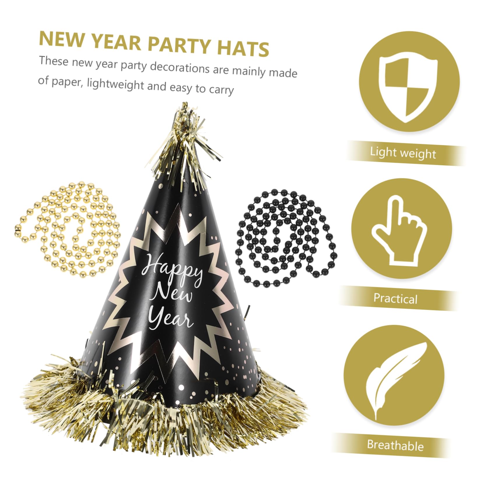 Alipis 1bolsa Sombrero de Fiesta de Año para Adultos Conjunto de Decoración para Nochevieja con Sombreros Cónicos Collares y Bufandas Coloridas para Fiestas de Año