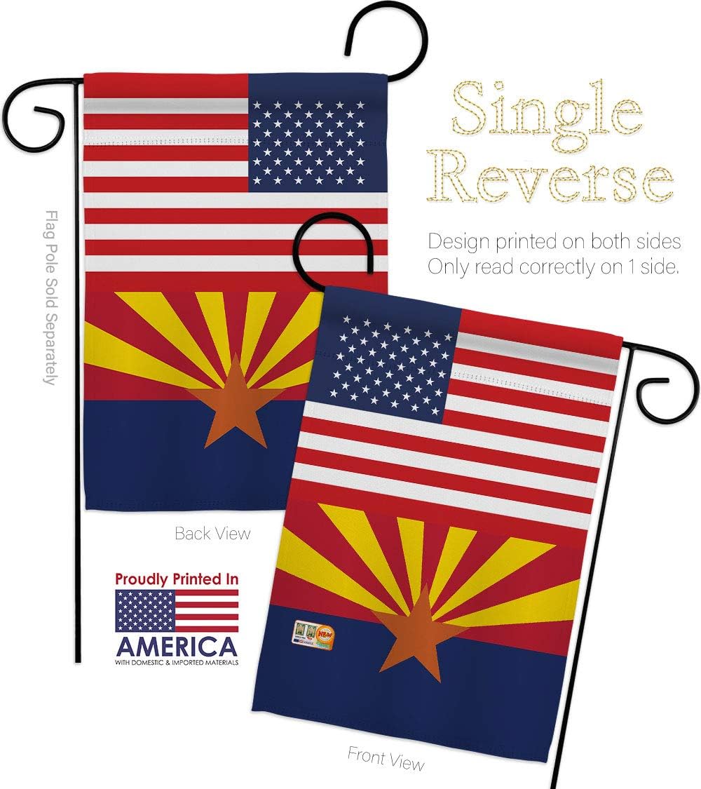 US Arizona Garden Flag Set Wall Holder Americana States USA American Territories Republic Country Particular Area Small Decorative Gift Yard House Banner Made In 13 X 18.5