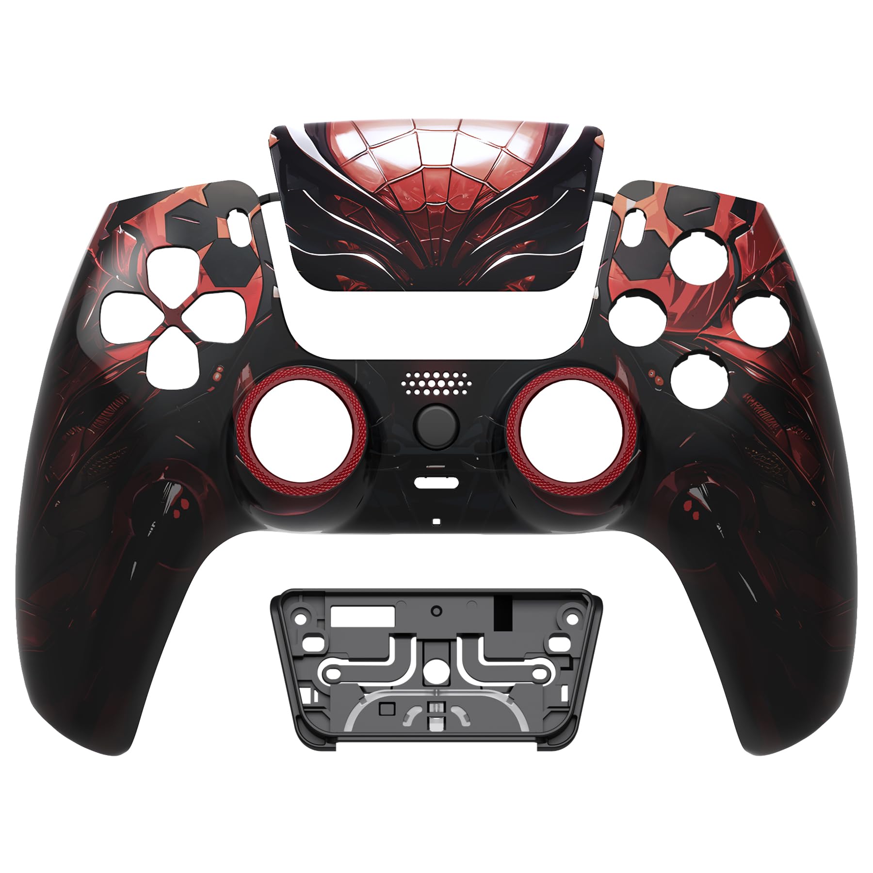 eXtremeRate Luna Redesigned Front Shell Touchpad Compatible with ps5 Controller BDM-010 020 030 040 050, Spider Armor Replacement Faceplate Case Custom Touch Pad Cover Compatible with ps5 Controller - 3