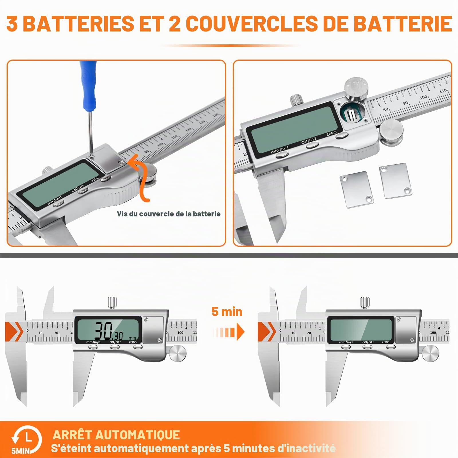HARDELL Pied à Coulisse Numérique 150mm, Calibre Digital en Acier Inoxydable avec Grand Écran LCD, Conversion Métrique Pouce Fraction, Pour Bricolage et Usage Domestique