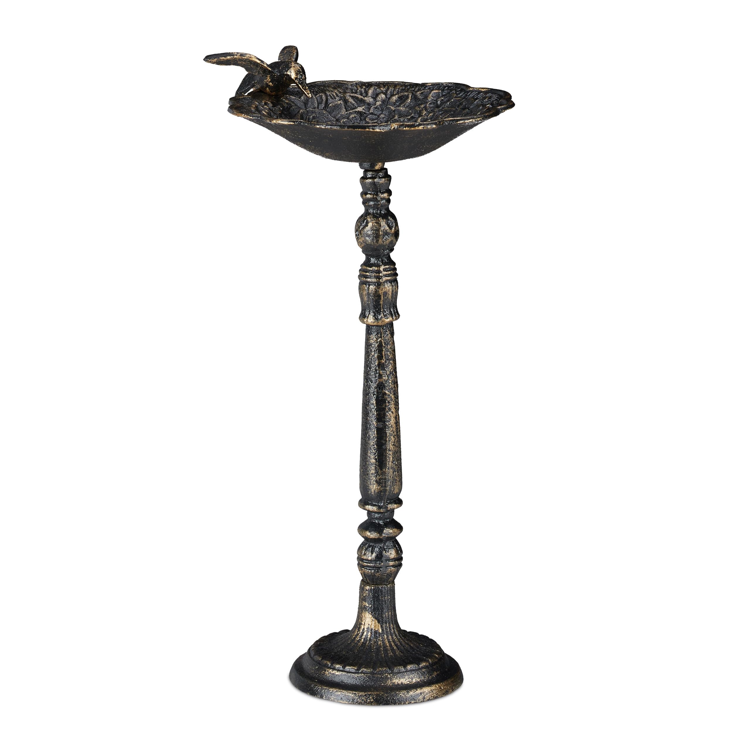 Relaxdays Abbeveratoio, Vaschetta per Uccellini da Terra, Decorazione da Giardino, Accessori per Uccelli, 40 cm, Bronzo