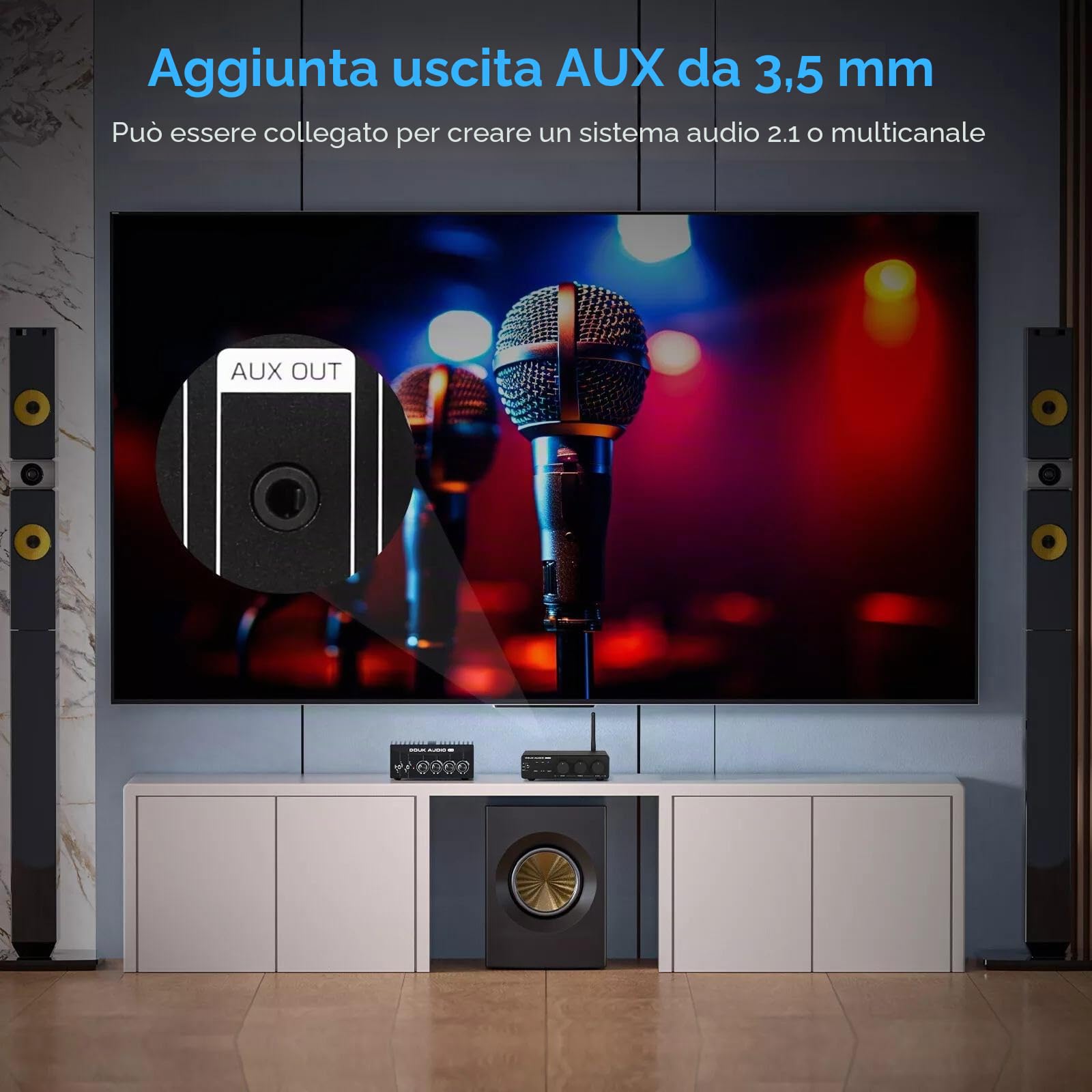 Douk Audio 300Wx2 Amplificatore HiFi TPA3255 Amplificatore di potenza Bluetooth Ricevitore Home Stereo Amplificatore U-Disk Player (M1 MAX)