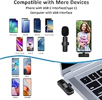 Vista 5 de MAYBESTA Micrófono de solapa inalámbrico Lavalier para iPhone, teléfono Android, portátil, mini micrófono Bluetooth con interfaz USB C para YouTube