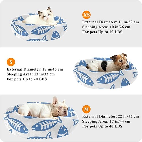 Miniatura 7 de Cartoon Minimalist Blue Fish Bone Removable & Washable Pet Dog Bed fluffier Puppy Beds for Small Size Pets Supplies Camas para mascotas Grandes