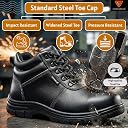 Contablue Rival Safety Boots for Men | Genuine Leather, Steel Toe | ISI Certified IS:15298 | Chemical & Oil Resistant, Anti-Skid | Heavy Duty Work Boots for Construction, Mining & Industrial Uses (Black, UK Footwear Size System, Adult, Men, Numeric, Medium, 7) gallery image