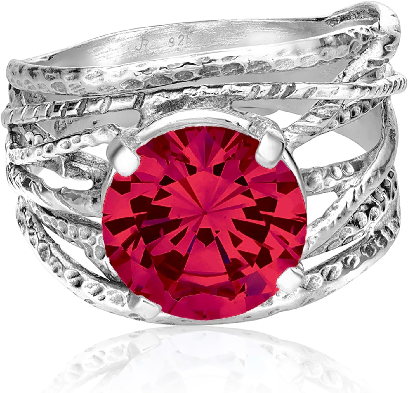 925 Sterling Silver Ring - Wrap Vintage Design with Prong Set Round Cubic Zirconia - Hypoallergenic, Lead & Nickel Free - Artisan Handcrafted Statement Rings for Women