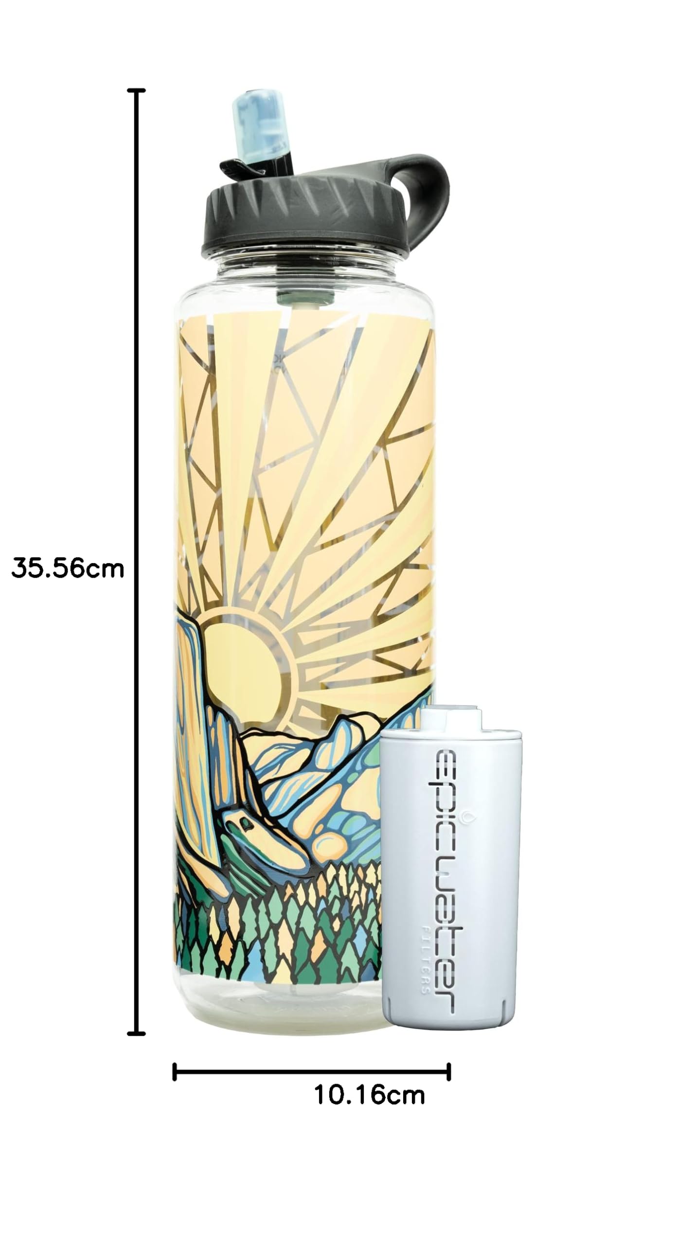 Epic Water Filters Nalgene OG Wasserflasche mit Filter, hergestellt in den USA, BPA-frei, entfernt 99,99 % Leitungswasser-Verunreinigungen, Forever Chemicals, Honnold Foundation Art, 1,4 l