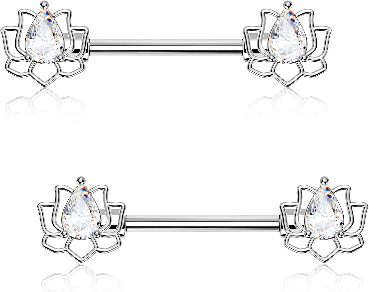 OUFER 14G Lotus Nipple Piercing Jewelry, Surgical Steel 14mm Barbell