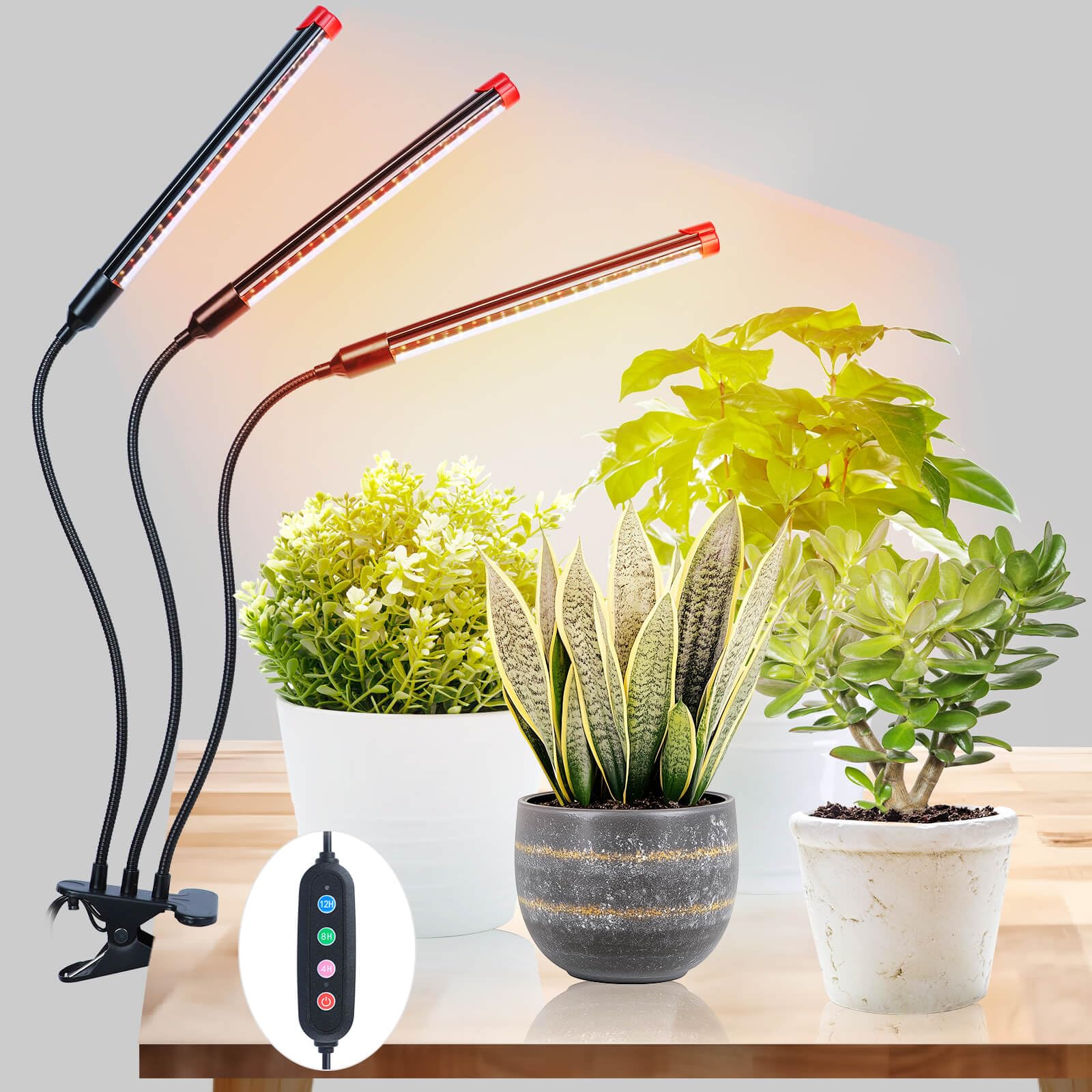 FRGROW Lampada da Coltivazione per Piante Interno, per Indoor, grow light full spectrum, Luce di Coltivazione A Spettro Completo 3000K/5000K/660nm, 3 Modalità 10 Luminosità Con Timer
