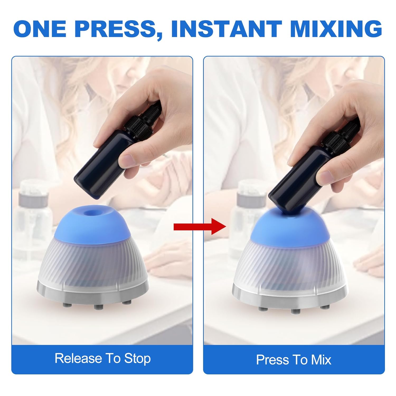 4E's USA Lab Mini Vortex Mixer & Steel Balls Set: Paint Shaker with 5000rpm | 6mm Orbital Diameter| Anti-Slip Foot & Brushless Motor, Ideal for Tube, Nail Polish, Paints & Lash Adhesive Mixing, Blue