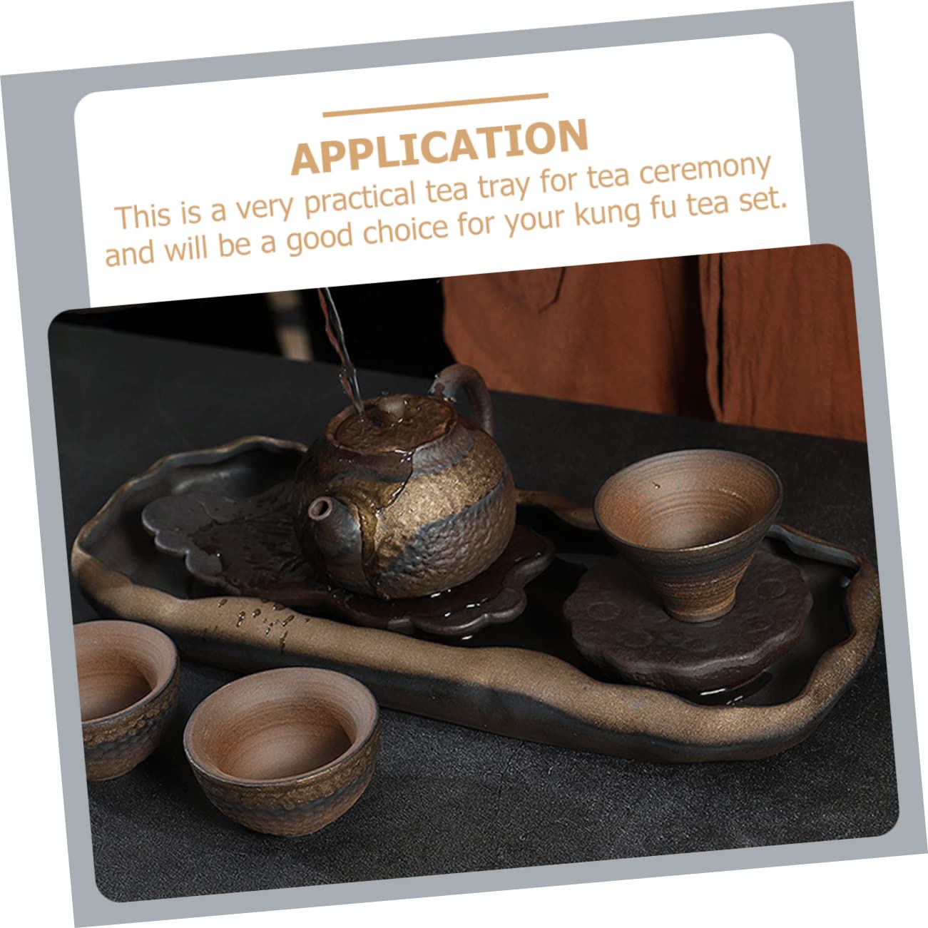 PRETYZOOM Japanisches Keramik Teetablett Ablaufendes Wasser mit Lotusform Leicht zu Reinigen für Kung Fu Teeset und Teezeremonie zu Hause
