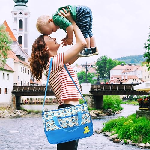 Miniatura 2 de 5Pcs Diaper Bag Tote Set,Large Mommy Bag with Portable Nappy Changing Pad,Pacifier Case,Travel Baby Bags for Mom