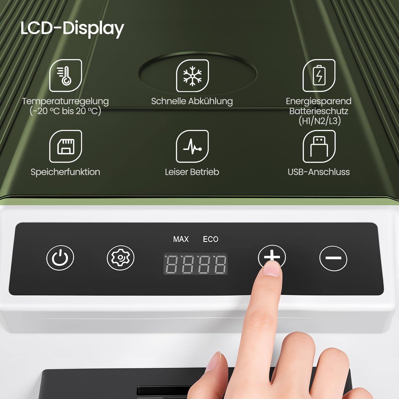 LLIVEKIT 40L Kompressor Kühlbox, -20~20°C, Tragbarer Kühlschrank, 12/24V DC | 100-240V AC, mit Beleuchtung, für Auto, LKW, Camping, Boot, Zuhause, AC und DC-Kabel, Schwarz