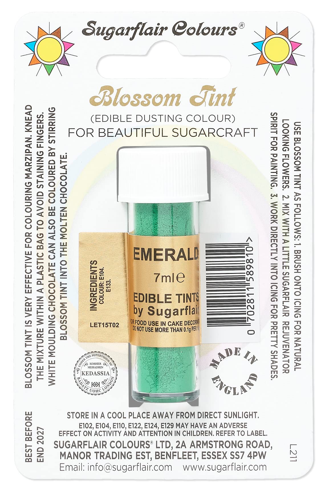 Sugarflair Blossom Tint Grape Violet Food Colouring and Dusting Powder, Matt Finish, Brush On or Mix with Rejuvenator Spirit to Create a One of A Kind Cake - 7ml — view 36
