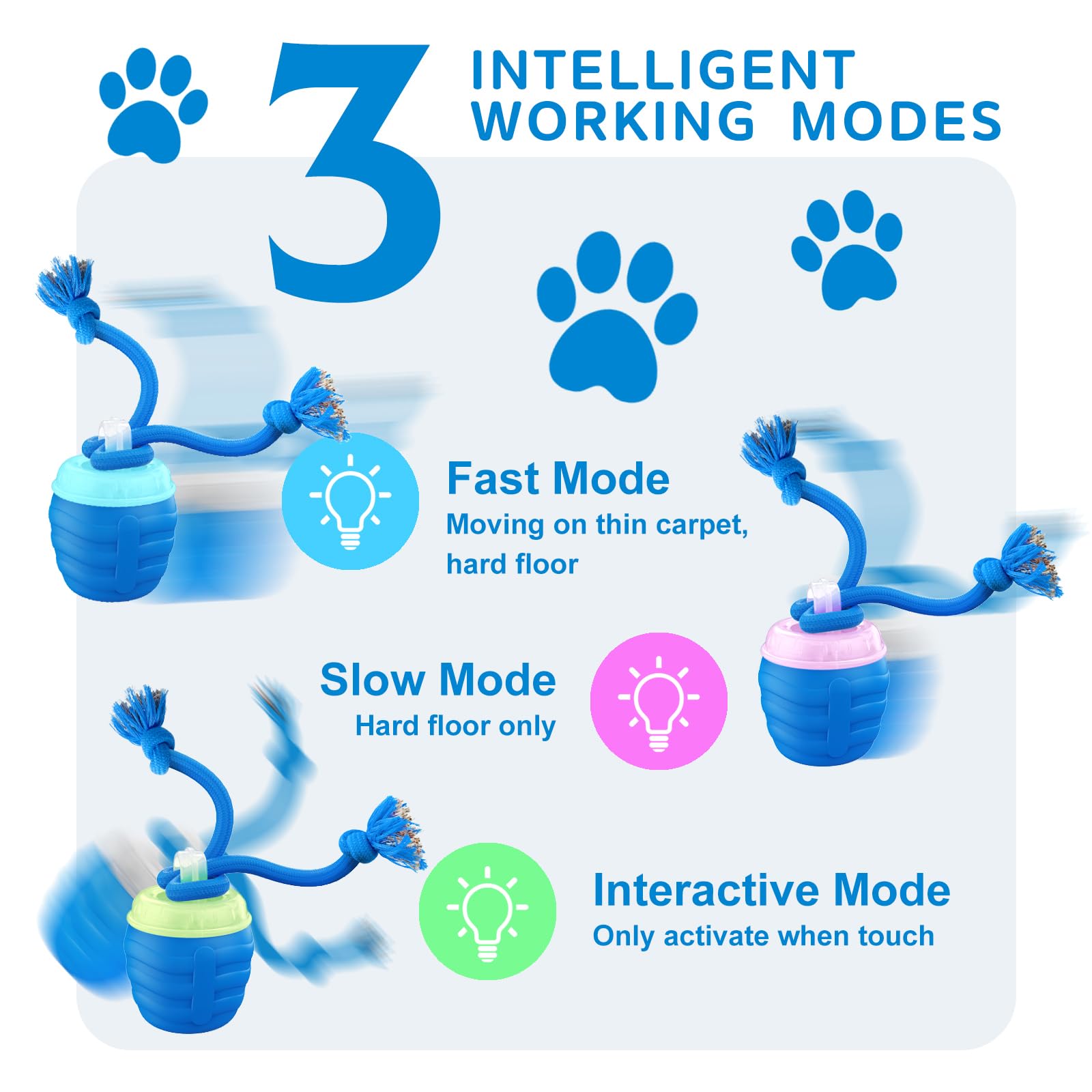 Interactive Dog Toys, [2026 Newly Upgraded] Interactive Dog Ball for Medium/Large Dogs, Automatic Moving Dogs Toy Wicked Ball for Boredom & Training, Play Music, USB Rechargeable(Blue) - image 3