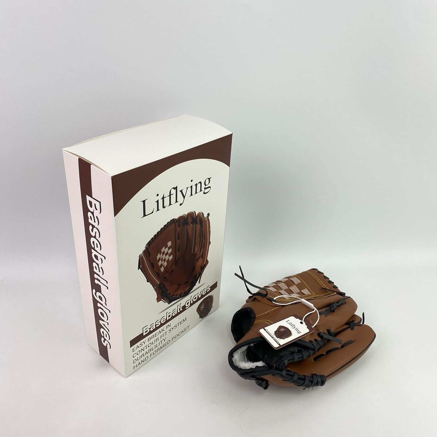 Litflying Baseball Glove for Youth/Adults, Easy Break-in Leather Glove with Contour Fit & Hand-Formed Pocket, Durable Sports Glove for Baseball Softball