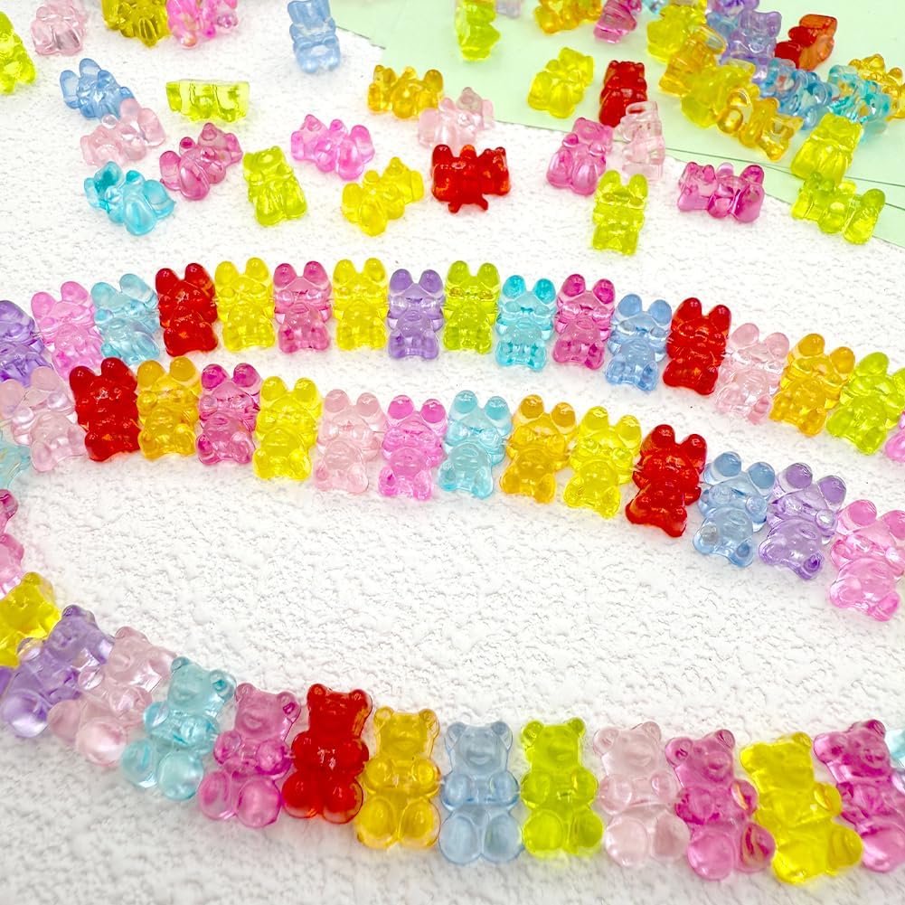 300pcs Bear Acrylic Beads, Mixed Color Clear Spacer Beads for Bracelet Necklace Earring Jewelry Making (Bear) - Image 5
